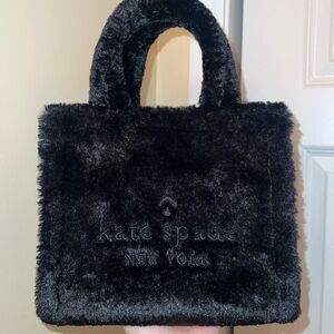 Kate Spade Black Faux Fur Hand Bag- square